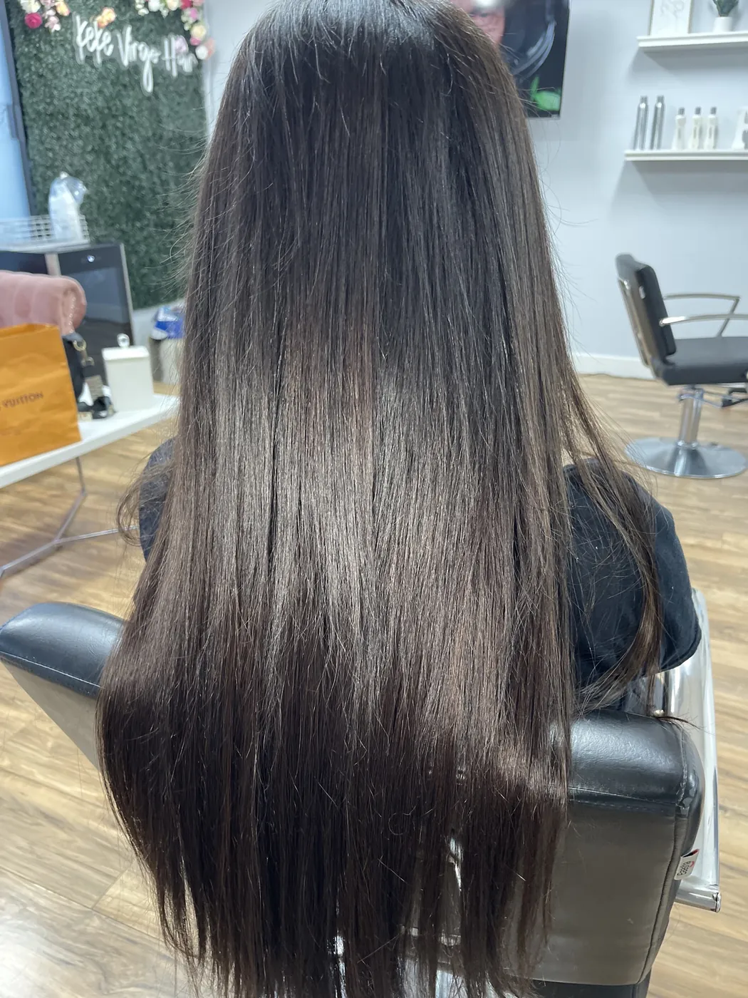 Long silky I-tip extensions from behind