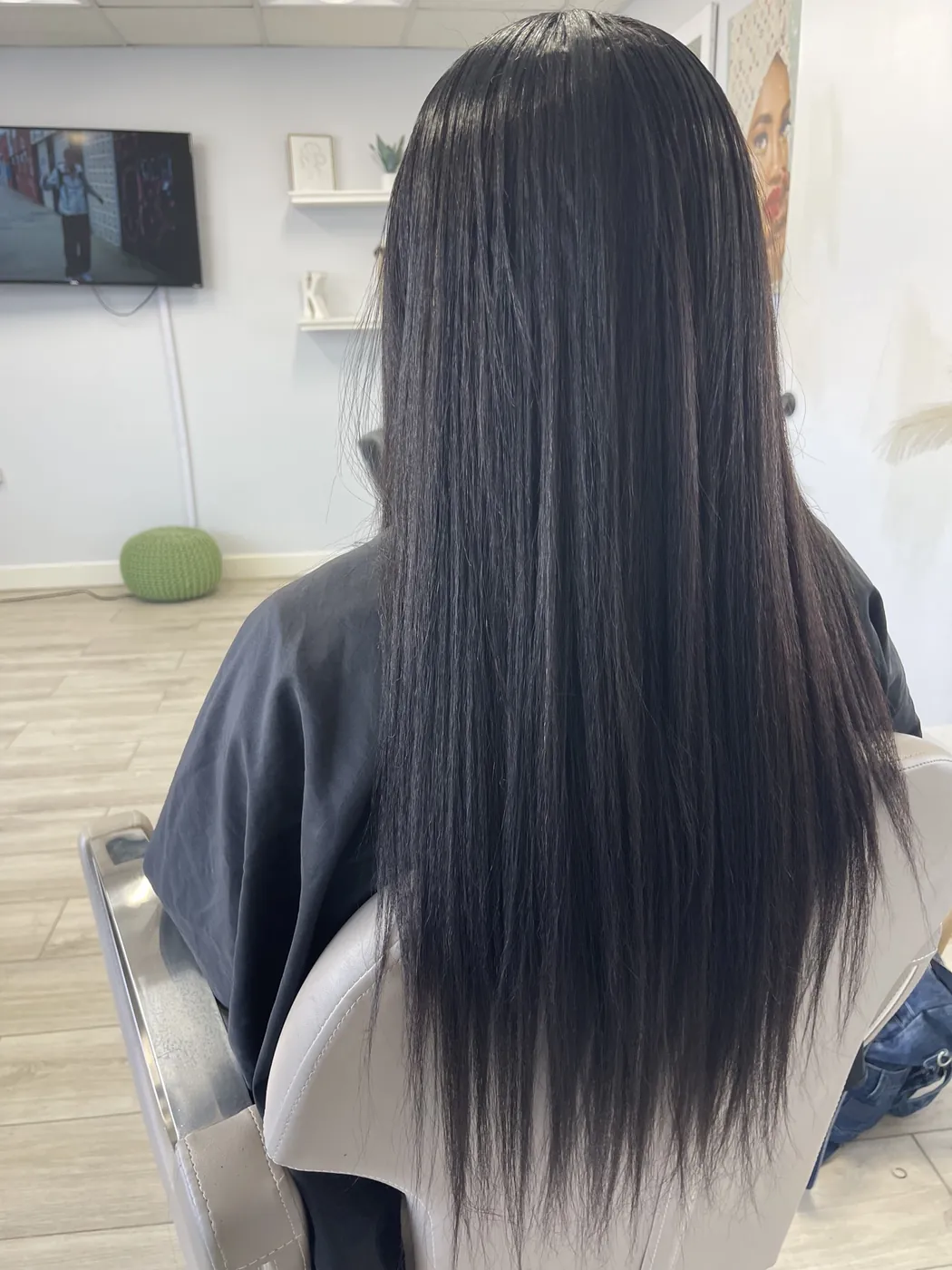 A long straight sew in from behind