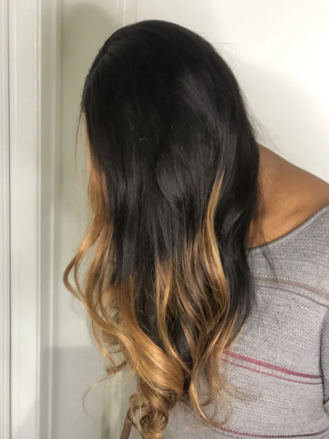An ombre wig install with soft waves